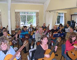 A typical guitar evening class